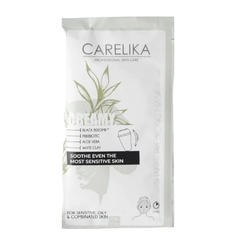 Kreemjas šeiker-mask prebiootikumide ja valge saviga CARELIKA Shaker